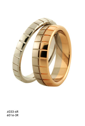 6016-3R - Mönstrad smal ring i vitguld