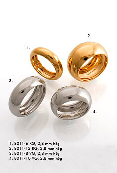 8011-12R Urgröpt slät ring i rödguld