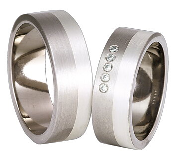 Titanring med Silver TS59-7