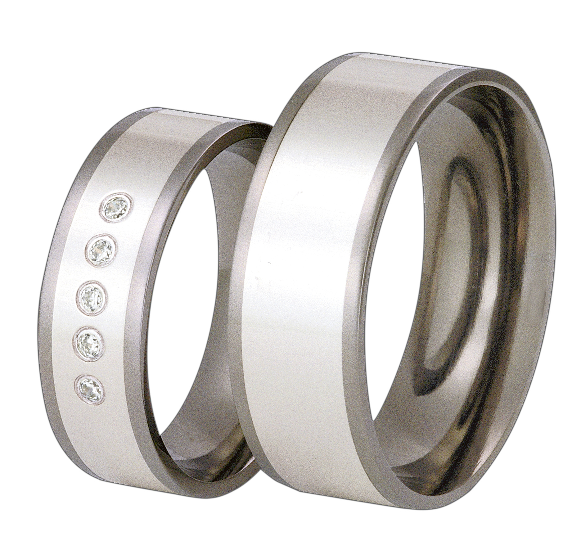 Titanring med Silver TS56-8