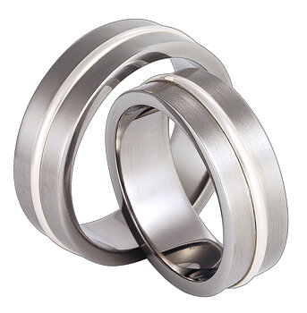 Titanring med Silver TS54-7