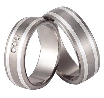 Titanring med Silver TS53-7