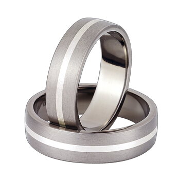 Titanring med Silver TS44-6