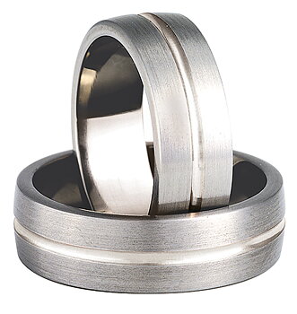 Titanring med Silver TS74-7