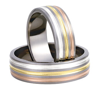 Titanring+Guld+Silver TG85-7