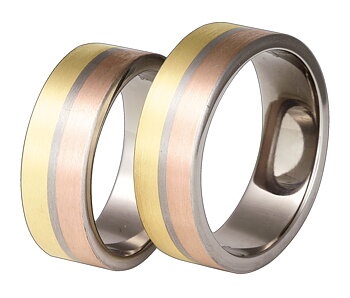 Titanring+Guld+Silver TG60-7