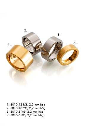 8010-8R Urgröpt slät ring i rödguld