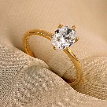 9011 EF34 - Lab Grown Oval solitärring 1,25 ct i rödguld