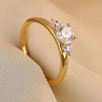 Lillian - Lab Grown sidostensring 0,75 ct i vitguld
