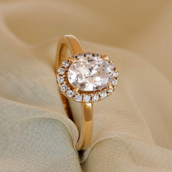 Iris - Lab Grown sidostensring oval 1,25 ct i rödguld
