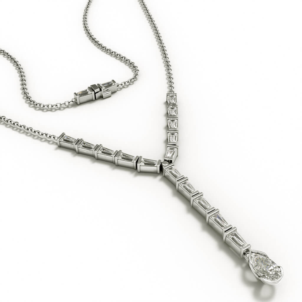 ELOGE - Pear Cut Diamond Collier 4,20 ct i vitguld - 3