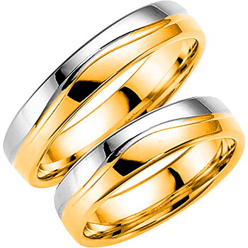 289-5 - Flerfärgad slät ring i rödguld & vitguld