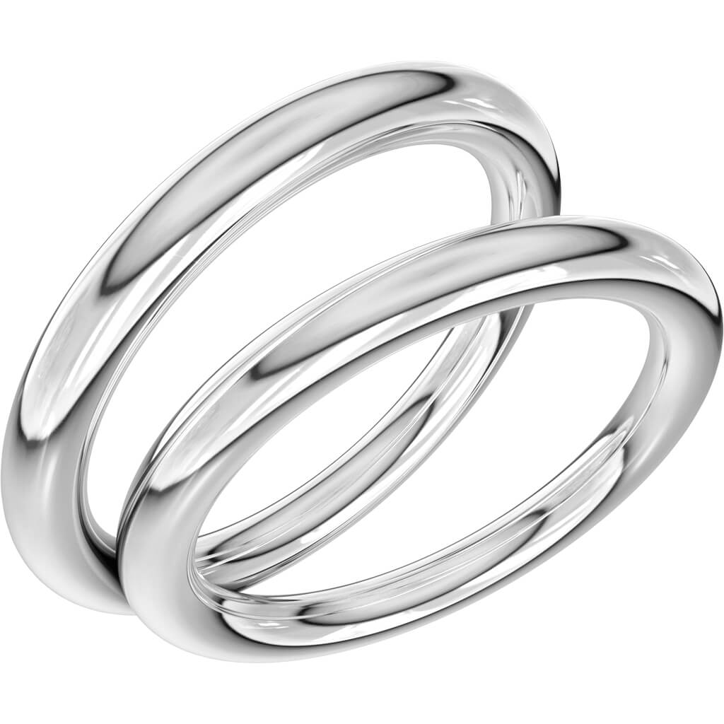 Aure-3 - Helrund slät förlovningsring i vitguld