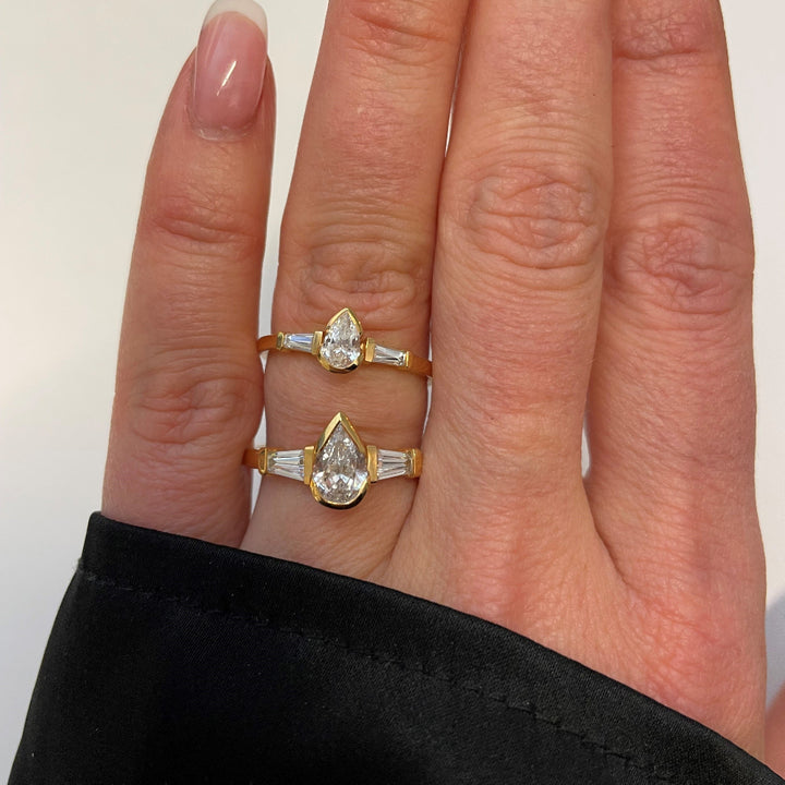 ELOGE - Pear Cut Diamond Ring 0,50 i rödguld - 6