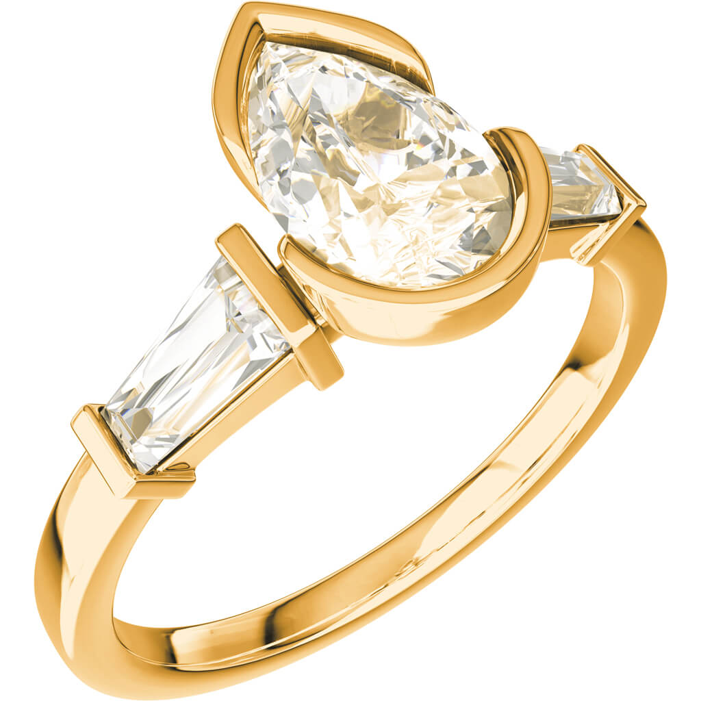 ELOGE - Pear Cut Diamond Ring 1,20 i rödguld - 3