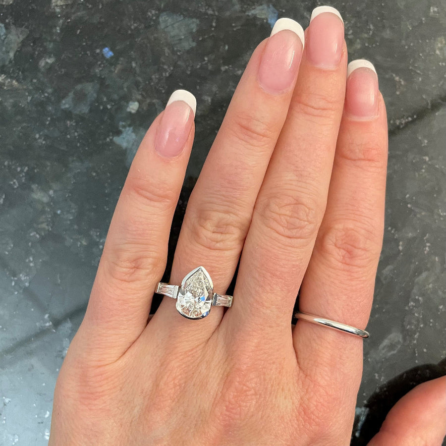 ELOGE - Pear Cut Diamond Ring 3,00 i vitguld - 4