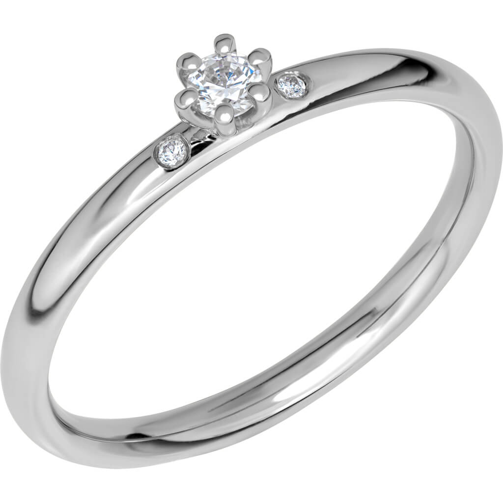Glow A01 - Smal sidostensring i vitguld