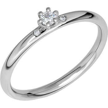 Glow A01 - Smal sidostensring i vitguld
