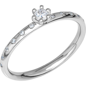 Glow A02 - Smal sidostensring i vitguld