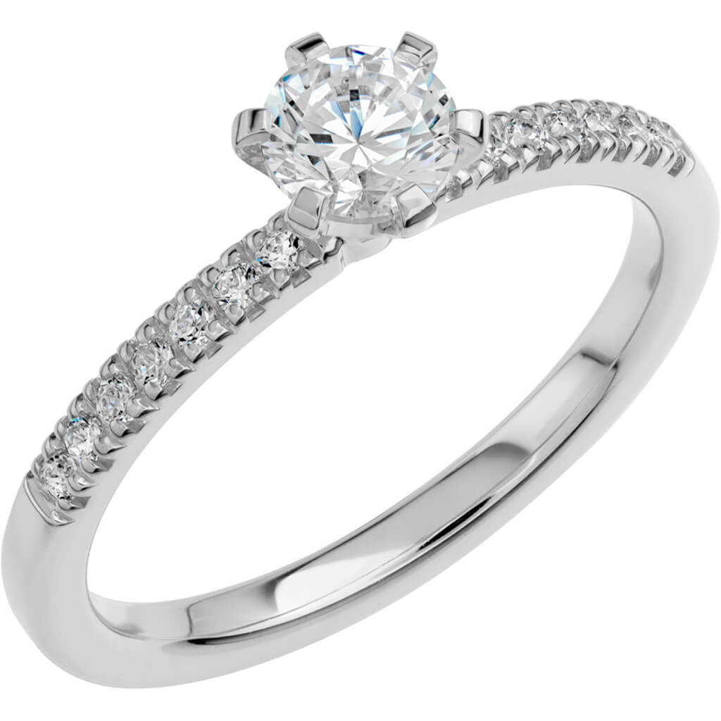 LOVE 02 - Smal sidostensring i vitguld