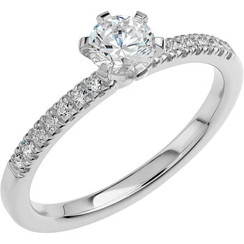 LOVE 02 - Smal sidostensring i vitguld