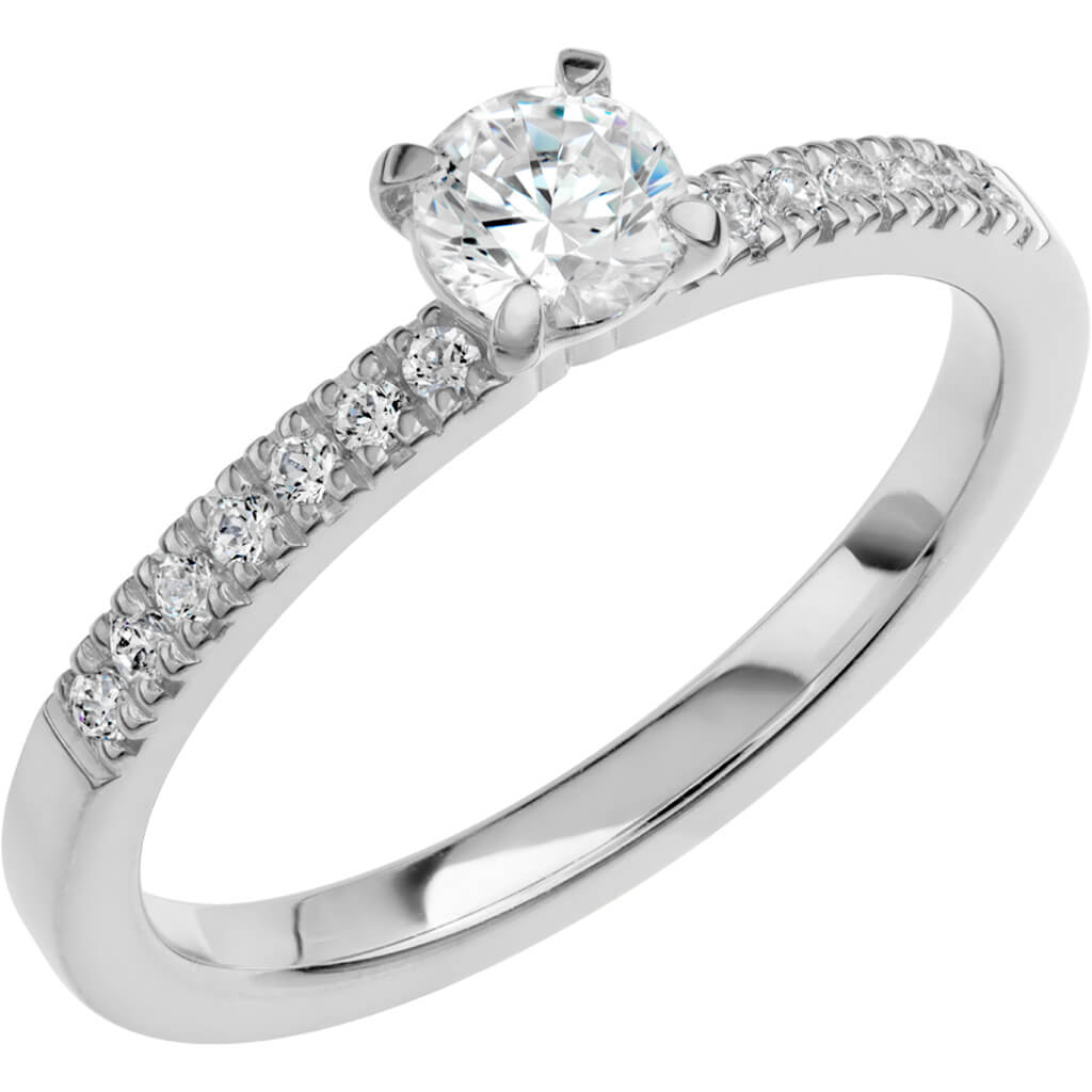 LOVE 08 - Smal sidostensring i vitguld
