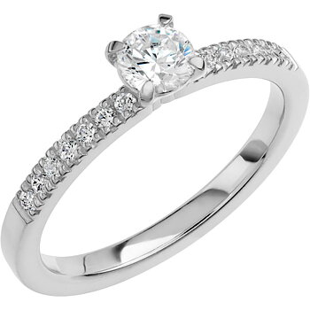 LOVE 08 - Smal sidostensring i vitguld