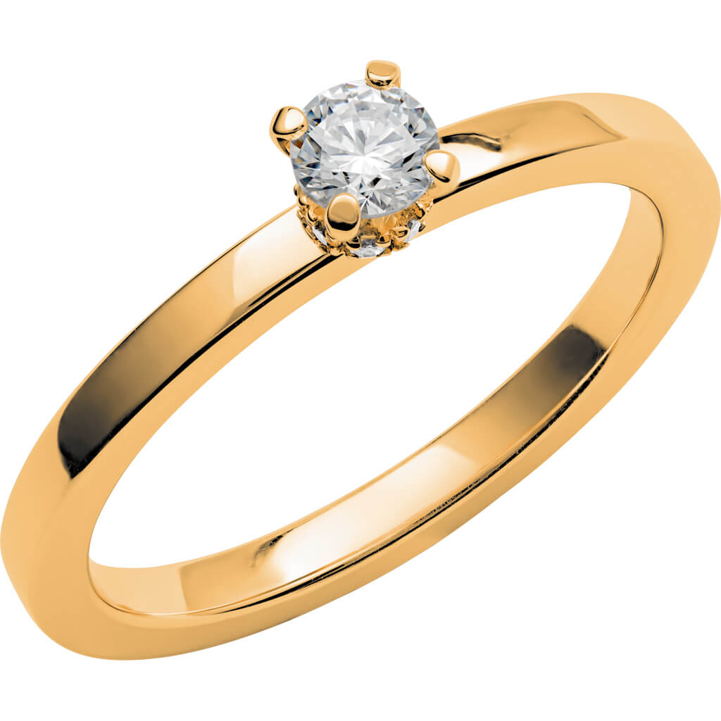 Love 13 - Smal hidden halo ring i rödguld