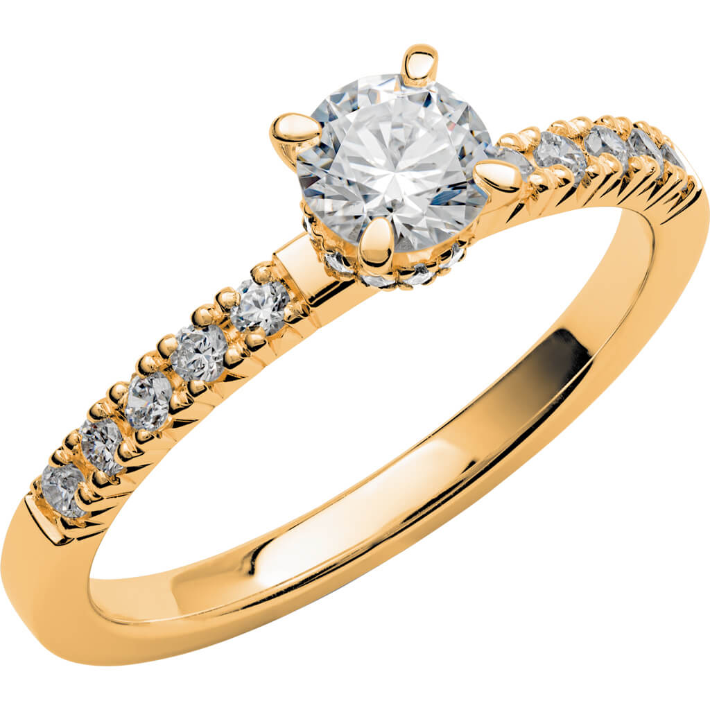 Love 14 - Smal hidden halo ring i rödguld