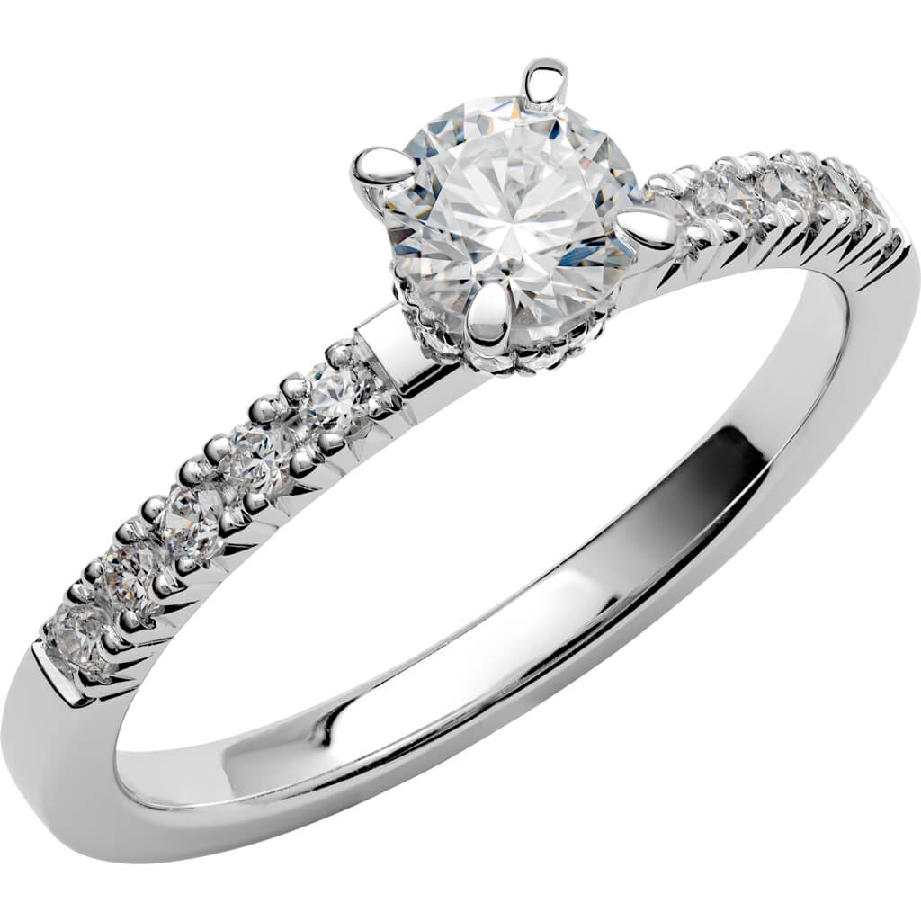 Love 14 - Smal hidden halo ring i vitguld