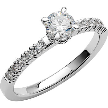 Love 14 - Smal hidden halo ring i vitguld