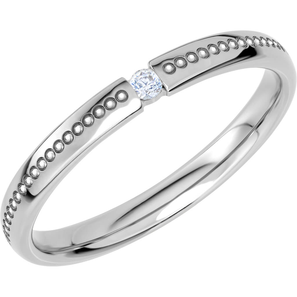 Reflection 10 - Mönstrad diamantring i vitguld