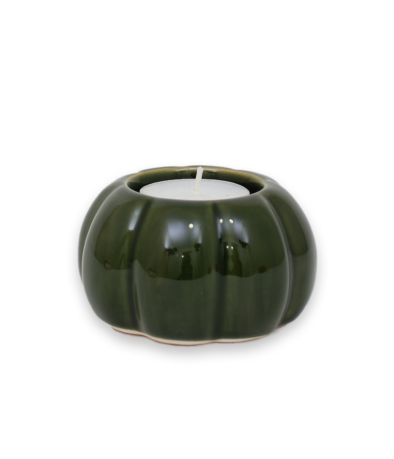 Pumpa ljuslykta GRÖN 7,8 cm keramik