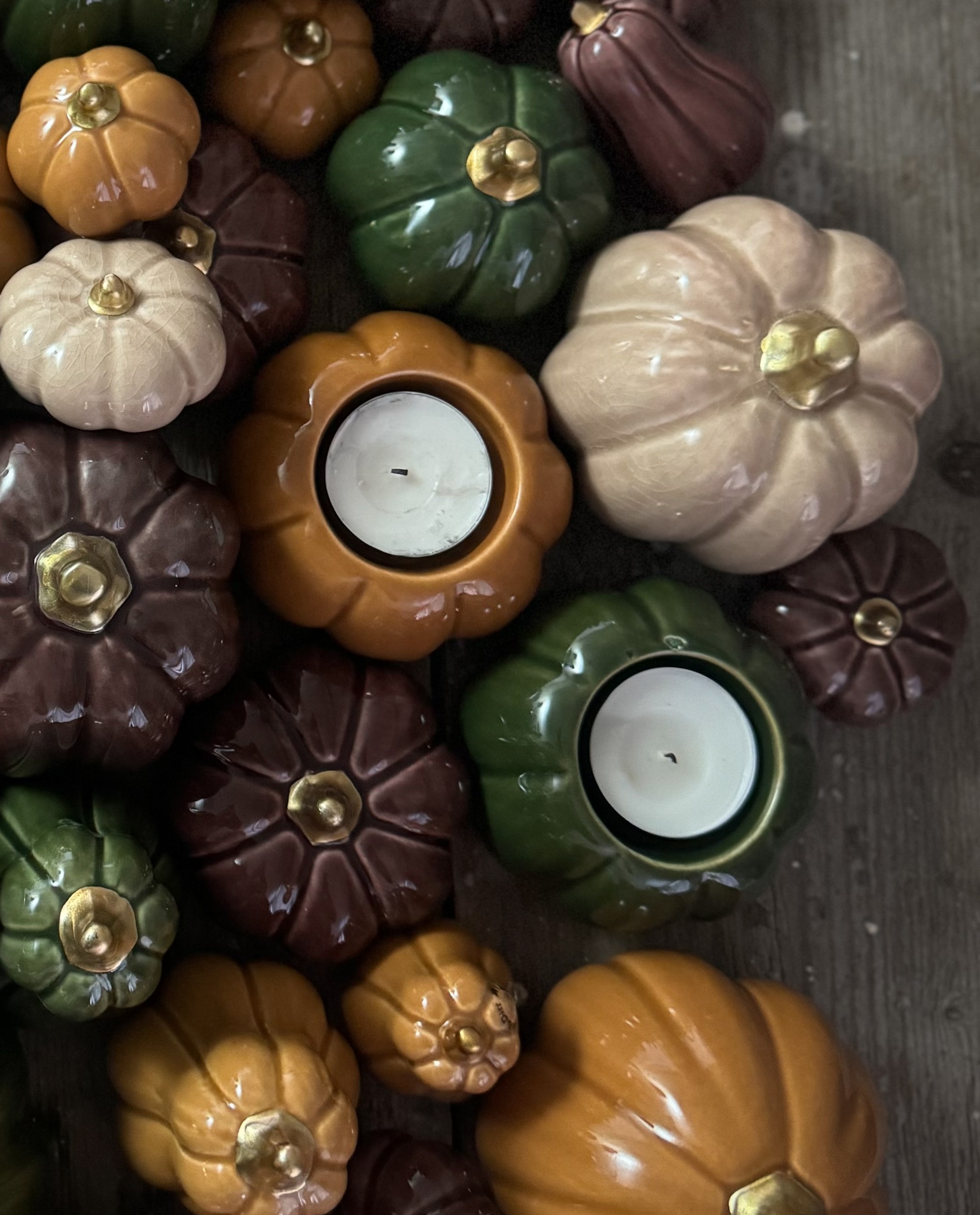 Pumpa ljuslykta GRÖN 7,8 cm keramik