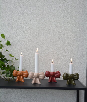 Ljusstake rosett ockra 11 cm keramik