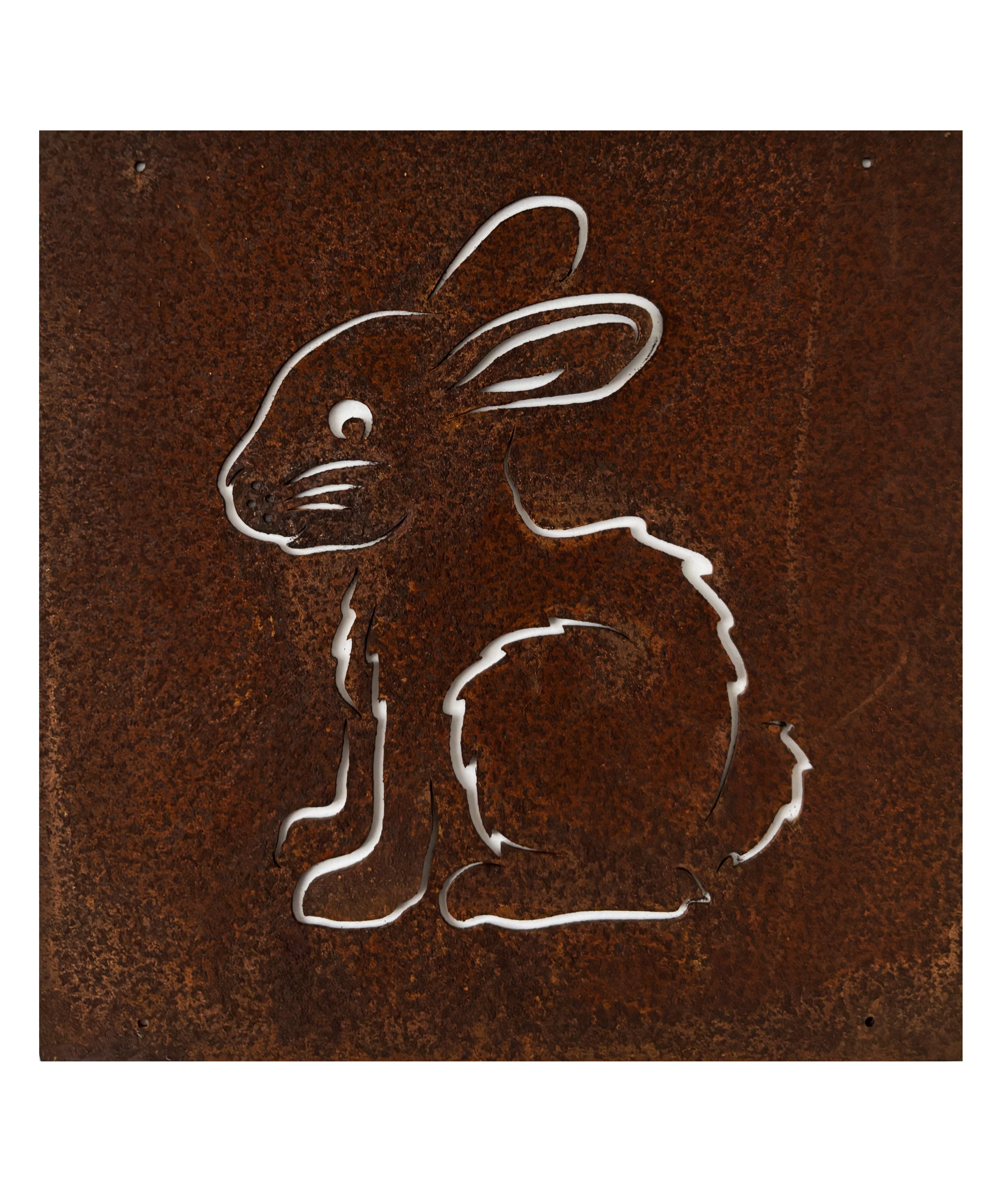 Rostig skylt KANIN till armeringsnät 14 cm