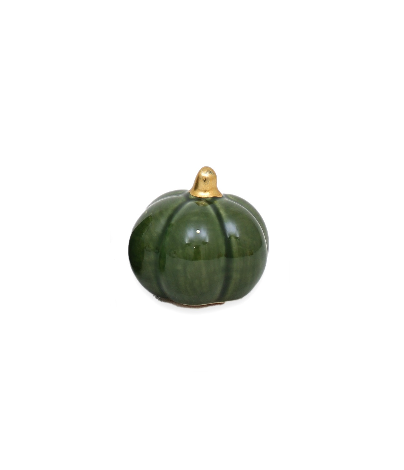 Pumpa grön liten låg 5,5 cm keramik