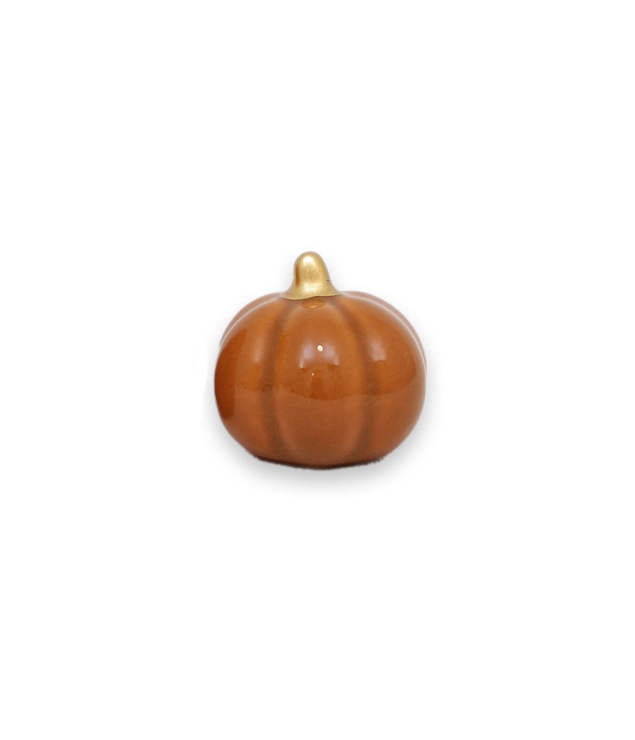 Pumpa ockra liten låg 4,5 cm keramik