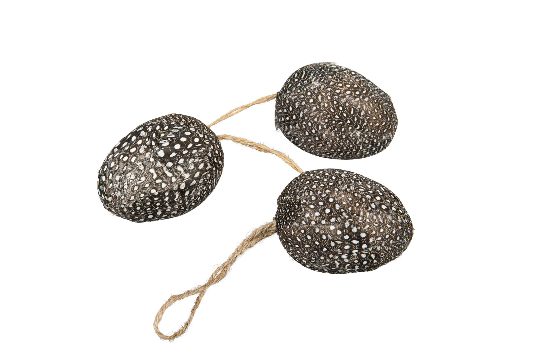 Ägg med pärlhöns fjädrar 6 cm - 2