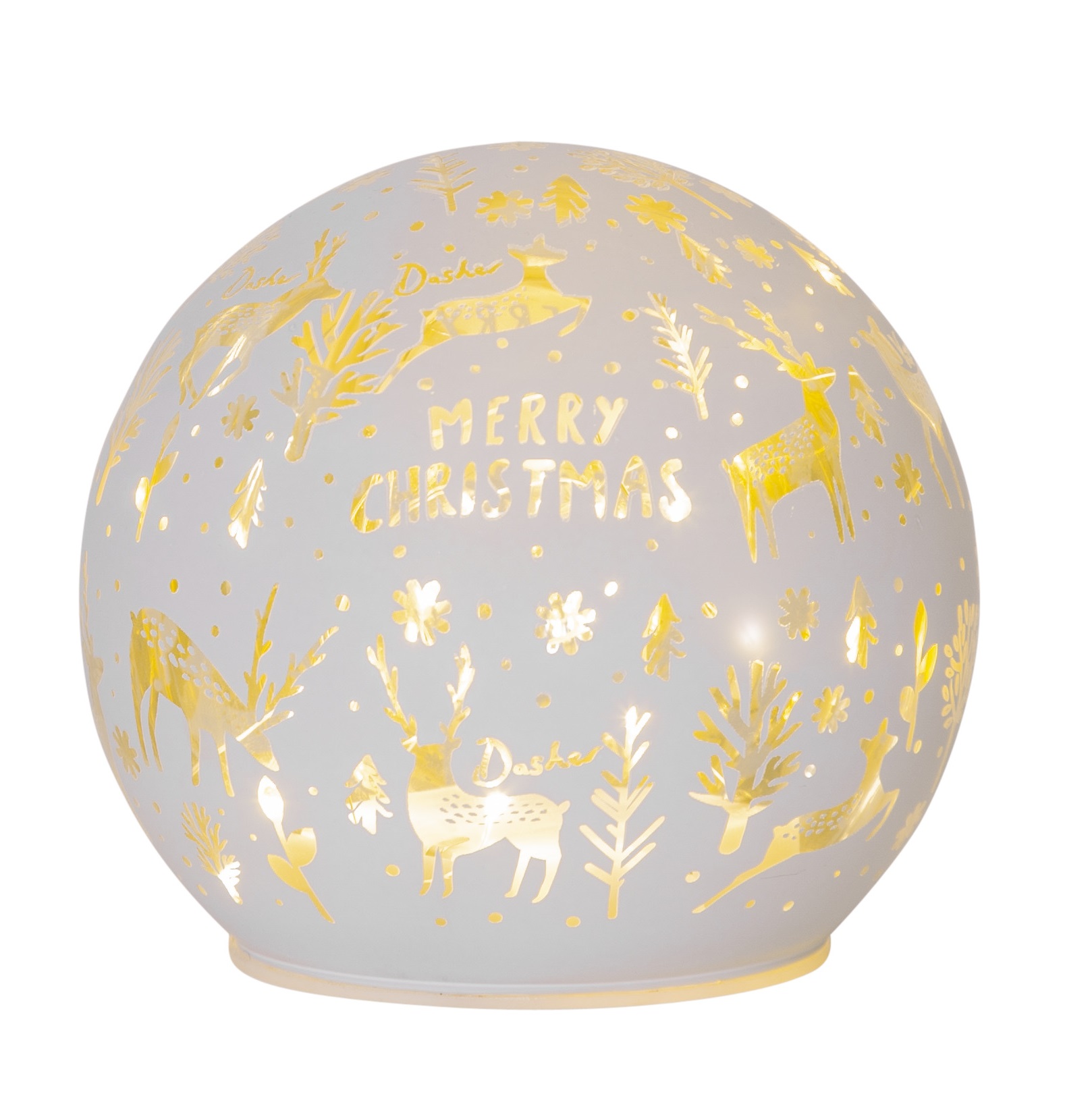 Glaskula med belysning och julmotiv 15 cm - batteri