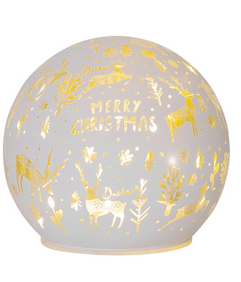 Glaskula med belysning och julmotiv 15 cm - batteri