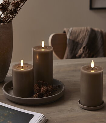 Blockljus mullvad 17,5 cm L. LED Batteriljus flow vax med timer