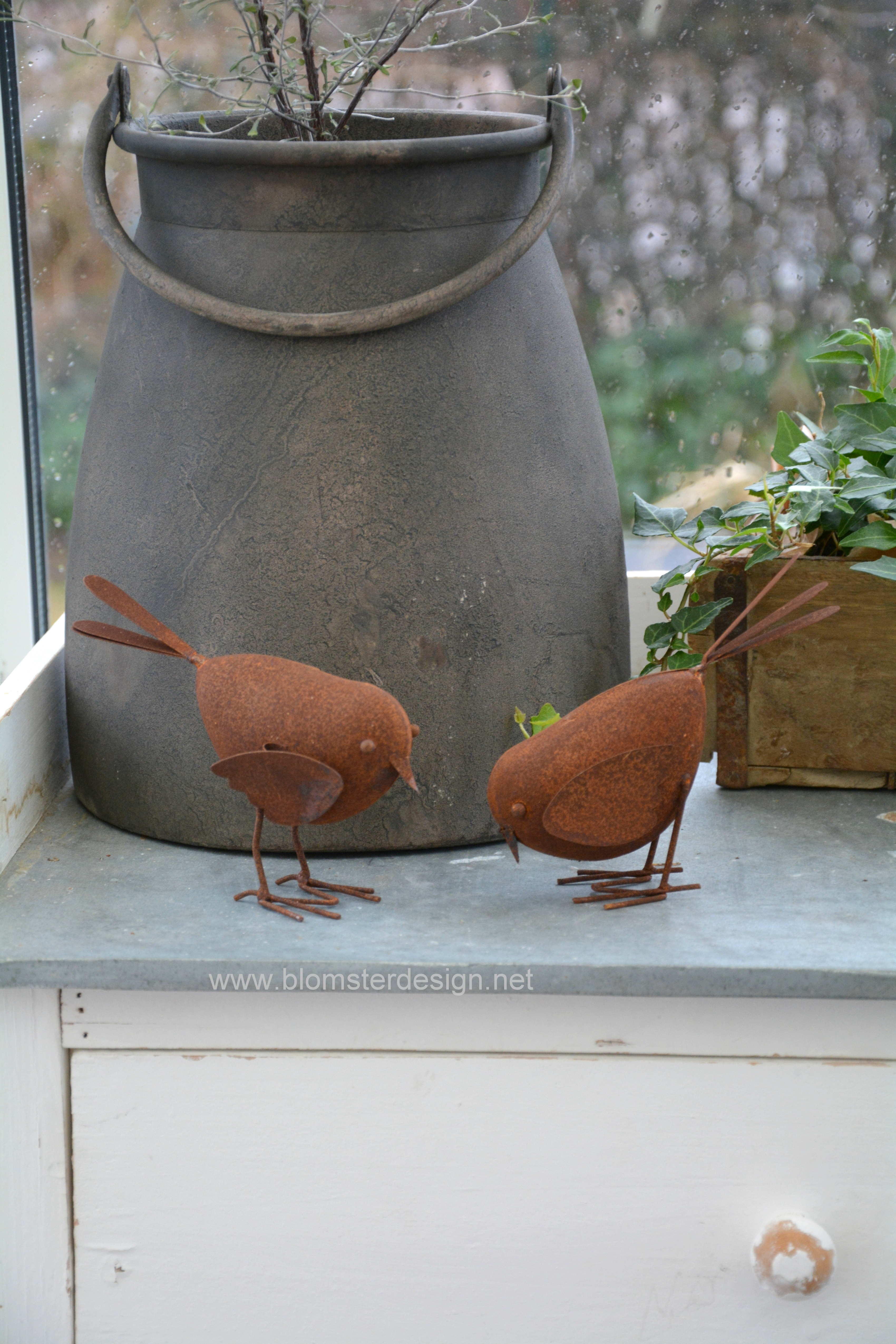 Fågel i rostig metall 16 cm