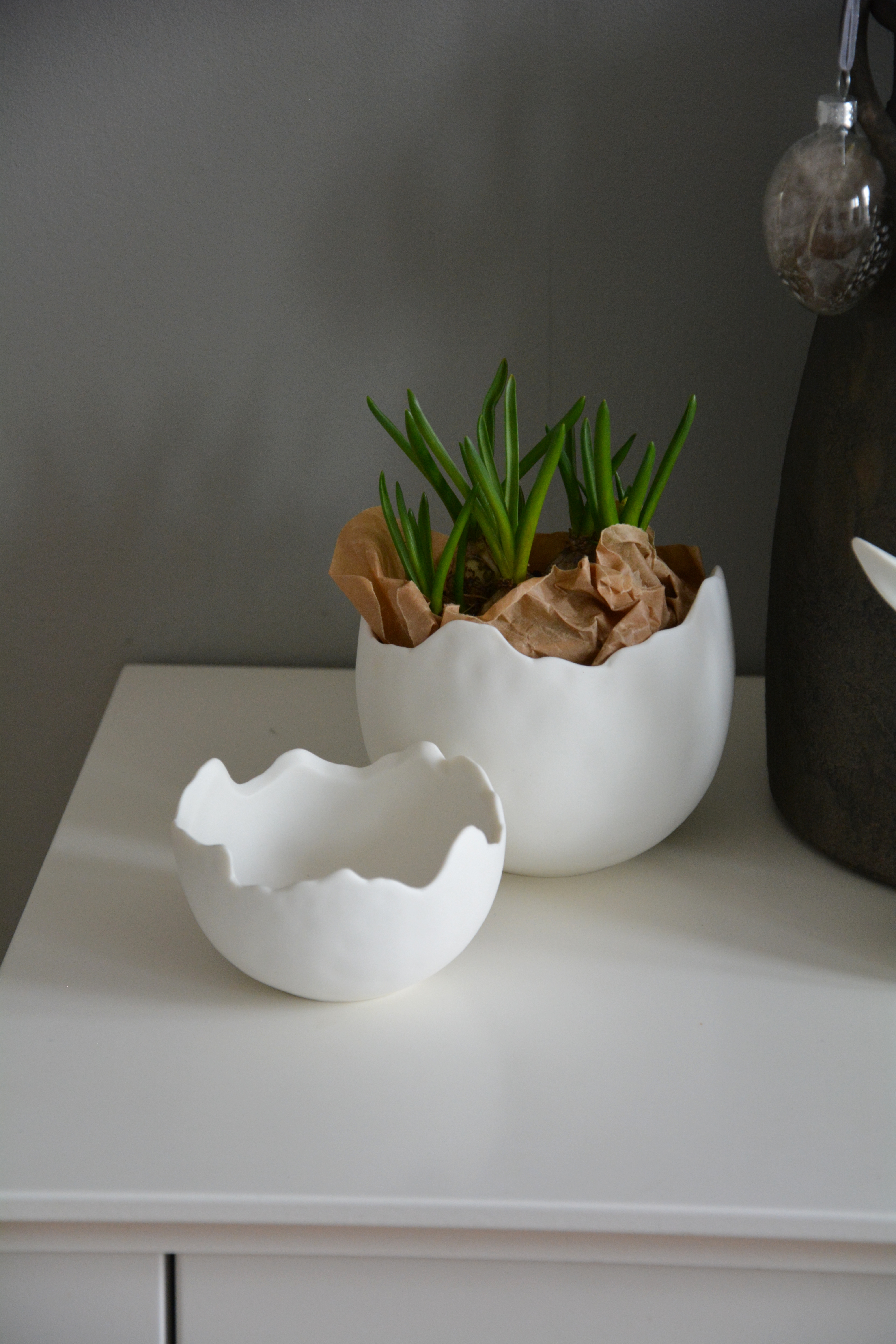 Skål / kruka äggskal vit liten. Ägg 8 cm. Majas Cottage - 3