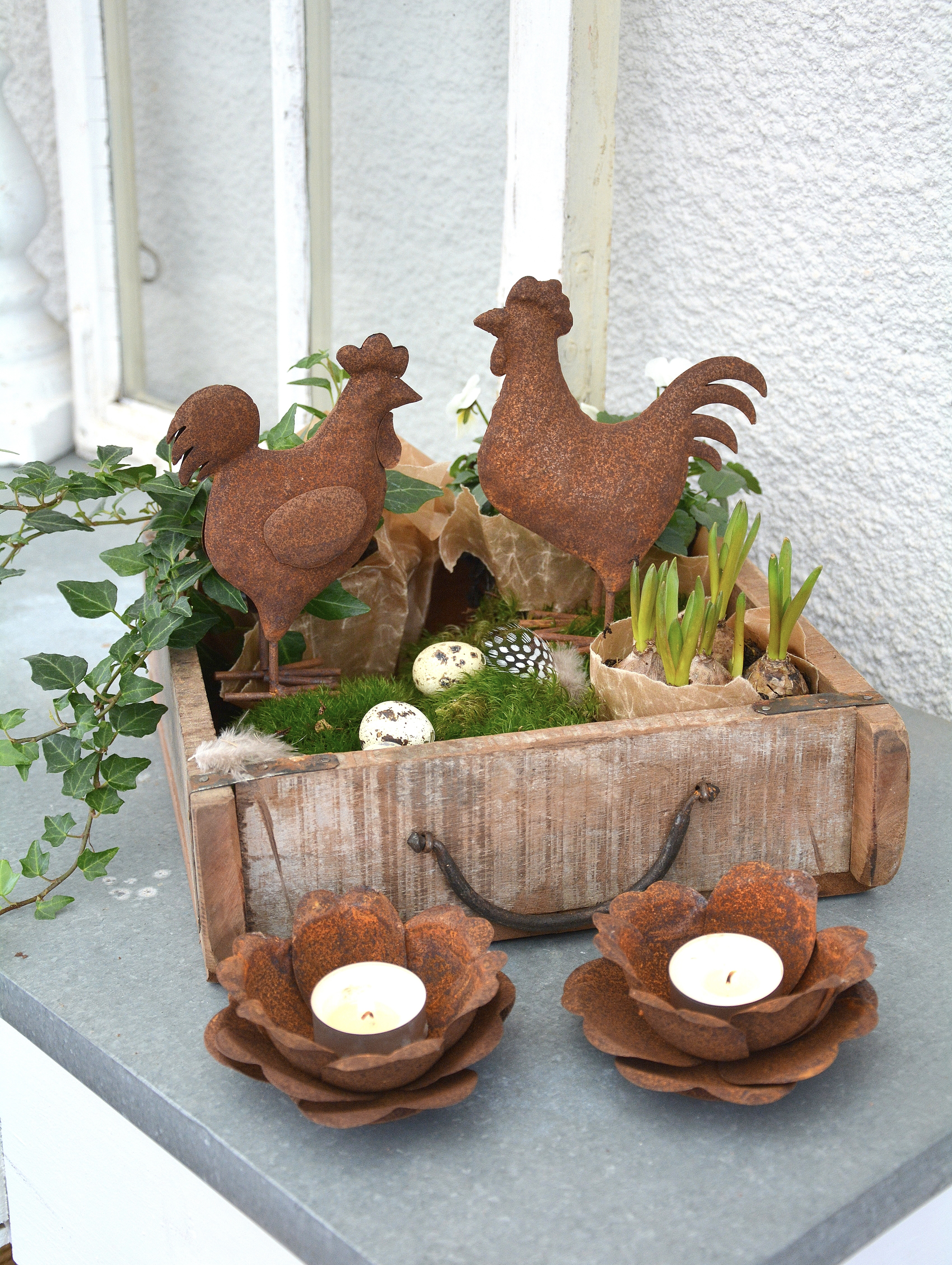 Tupp i rostig plåt 15 cm.