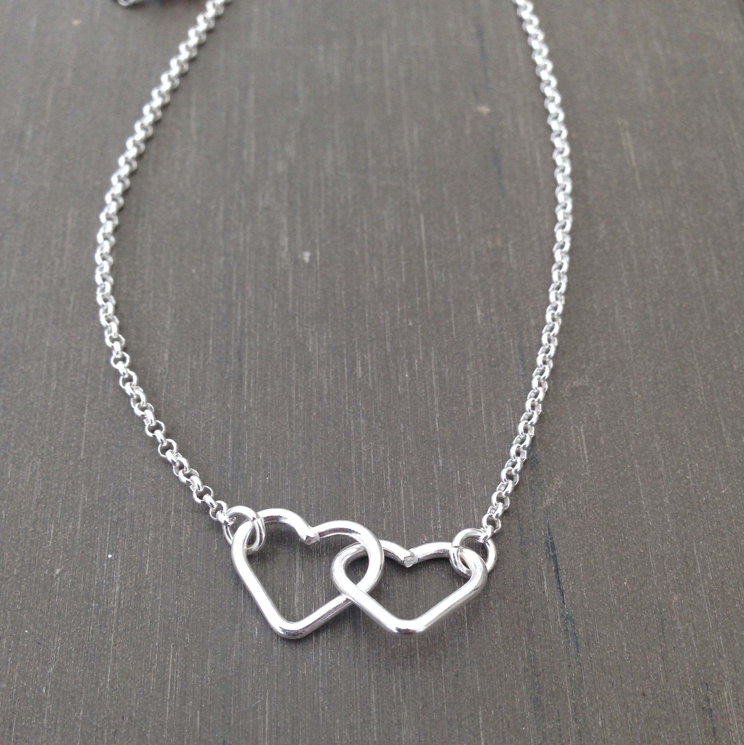 Halsband double heart äkta silver