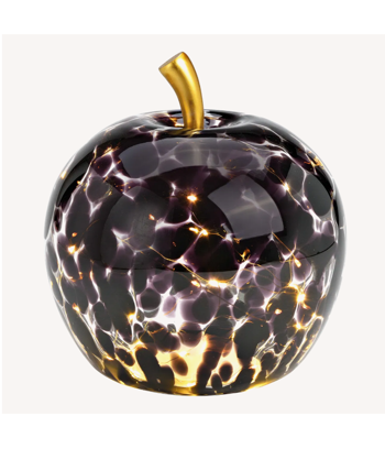 Äpple i glas svartlila / klar med LED- belysning och timer 17 cm
