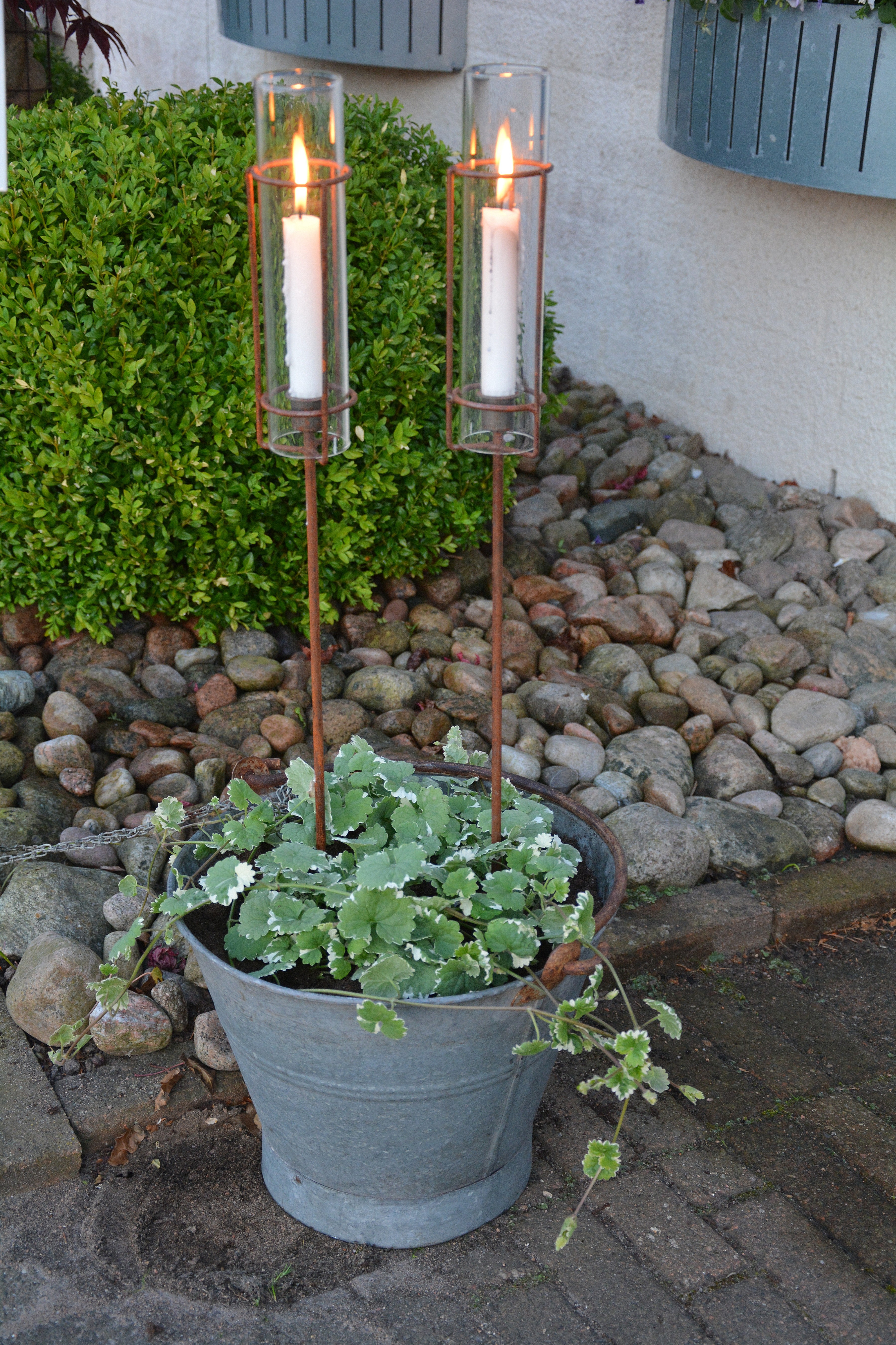 Ljusstake eldvakt låg 75 cm rost ljusstav - 3