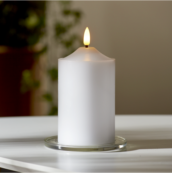 Blockljus topp LED vit vax. 9,5 cm S. Batteriljus med timer - 4