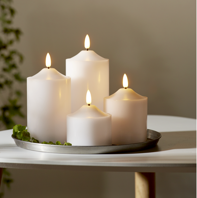 Blockljus topp LED vit vax. 9,5 cm S. Batteriljus med timer